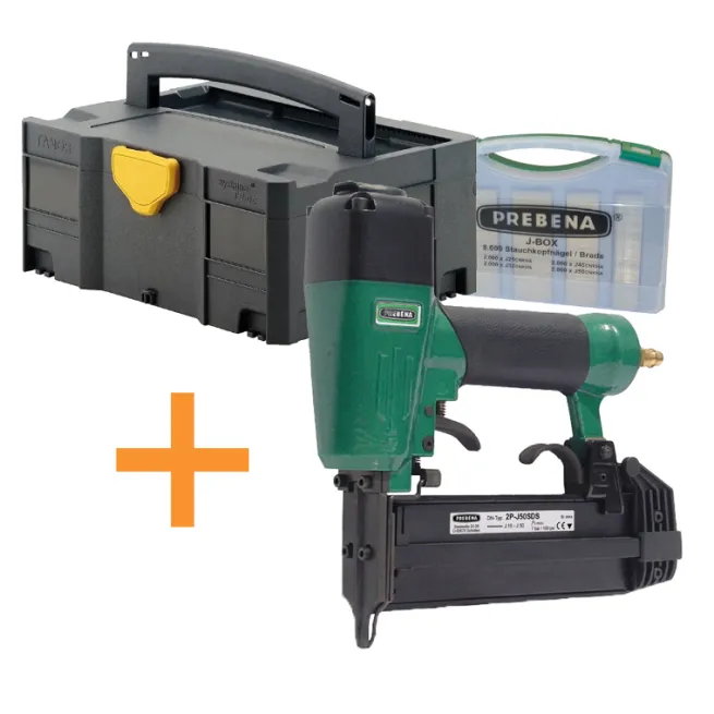 AKTION DF-Spar-Set Prebena Profi-Druckluftnagler 2P-J50SDS + J-Box + Systainer