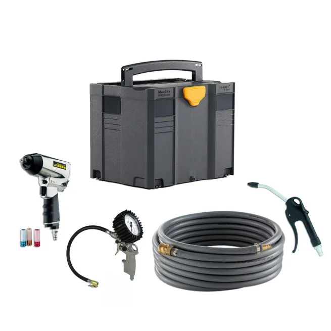 AKTION KFZ-Systainer-Set inkl. Systainer SYS 4 TL, Schneider 1/2" Schlagschrauber, Stecknüsse, Reifenfüller geeicht, Schlauch und Ausblaspistole