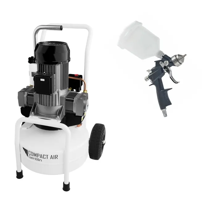 AKTION LACKIERER-SET: Gentilin ölfreier Kompressor CSK330/24 – Der leise Dauerläufer & Farbspritzpistole