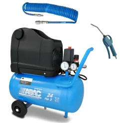 AKTION OILFREE-SET: ABAC Kompressor POLE POSITION OSS20P, Blaspistole & Spiralschlauch