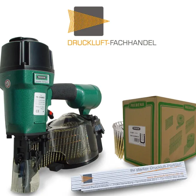 AKTION Prebena Coilnagler 7F-CNW90 + 1 Schachtel CNW28/65BKRI + DF-Meterstab
