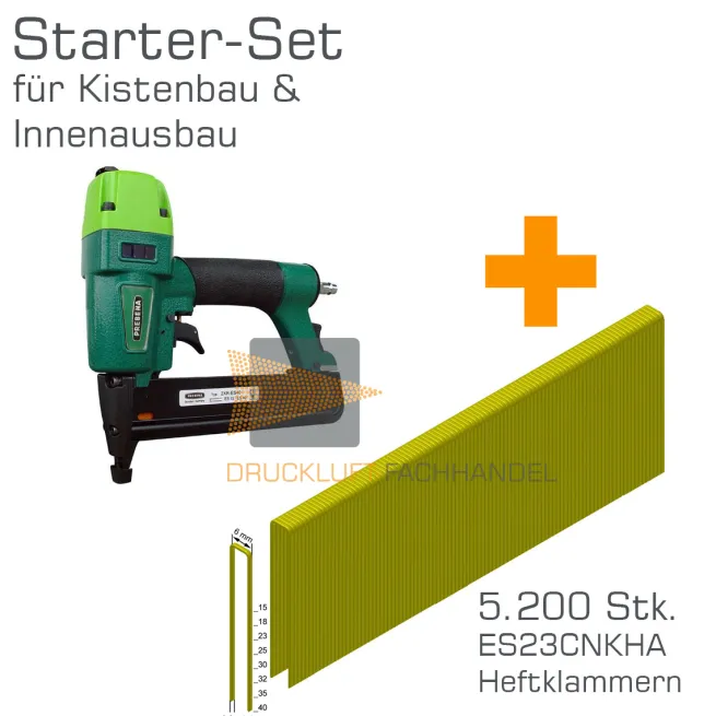 AKTION Prebena Druckluftnagler 2XR-ES40 + ES23CNKHA - Starter-Set für den Innenausbau
