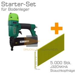 AKTION Prebena Druckluftnagler 2XR-J50 + J32CNKHA Stauchkopfnägel - Starter-Set für Bodenleger