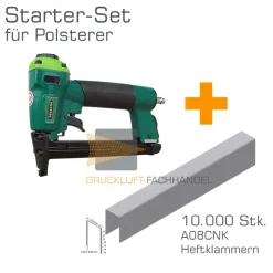 AKTION Prebena Druckluftnagler 1XR-A16 + 10.000 A08CNK Heftklammern - Starter-Set für Polsterer