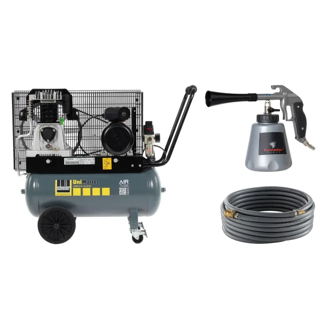 AKTION: Schneider-Kompressor UNM 410-10-50 W inkl. GRATIS ARTIKEL Tornador Black Z-020RS & Druckluftschlauch 10m