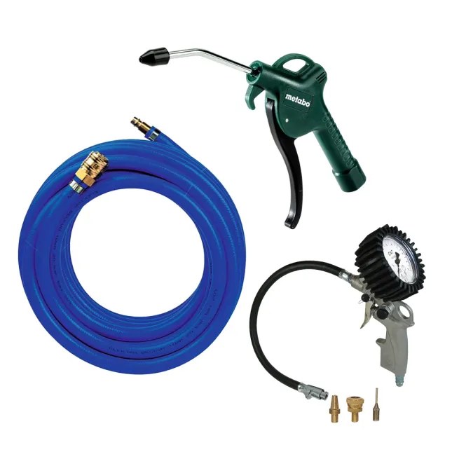 AKTION Set DF-Reifenfüller mit Gentilin Quik-Lok und 3er Adapter + Metabo Blaspistole BP 200 + Metabo Druckluftschlauch