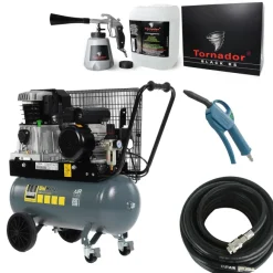 AKTION Tornador Komplett-Set | Schneider-Kompressor UNM 410-10-50 W - der Allrounder inkl. Reiniger, Schlauch + Blaspistole