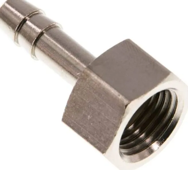 Aufschraub-Schlauchtülle G 1/4"-6 (1/4")mm, Messing vernickelt