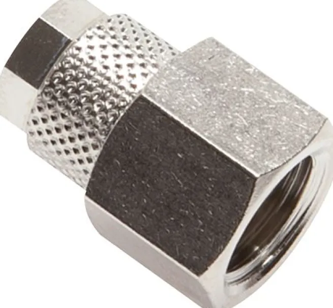 Aufschraub-Verschraubung G 1/8"-6x4mm, Messing vernickelt
