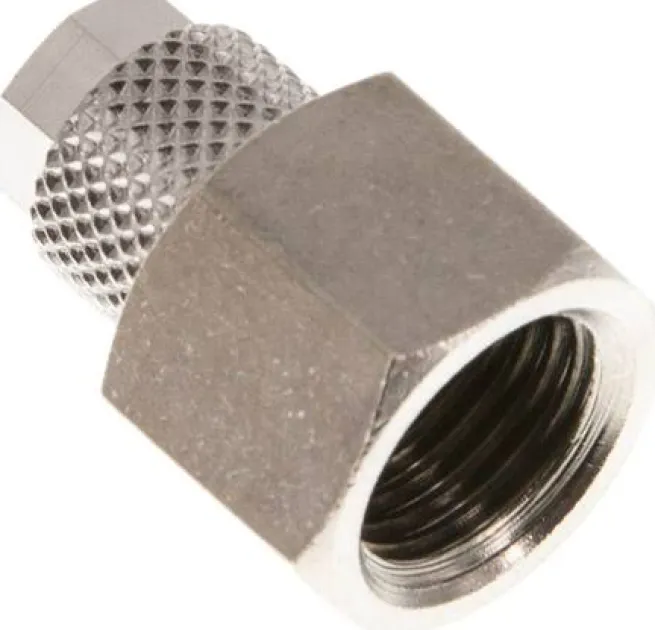 Aufschraub-Verschraubung G 1/4"-6x4mm, Messing vernickelt
