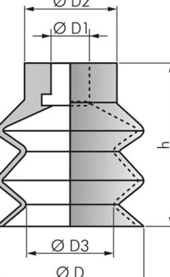 Balgsauger, 2,5-fach, 9,0x2mm, NBR (55A, schwarz)