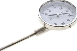 Bimetallthermometer, senkrecht D100/0 bis +80°C/160mm, Edelstahl