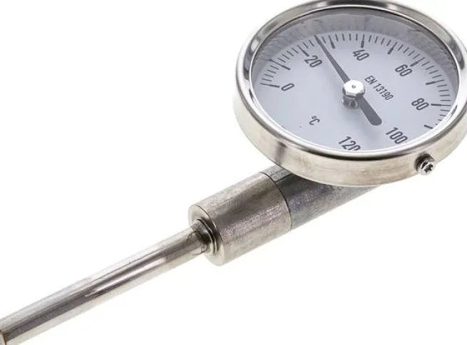 Bimetallthermometer, senkrecht D63/0 bis +120°C/63mm, Edelstahl