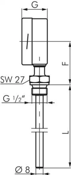 Bimetallthermometer, senkrecht D100/0 bis +100°C/63mm, Edelstahl für aggressive Medien