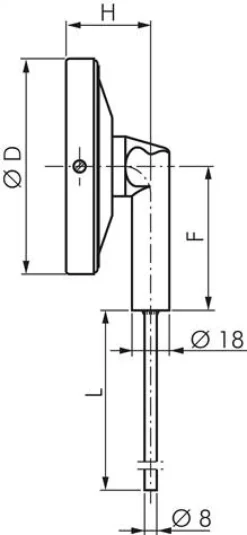 Bimetallthermometer, senkrecht D100/0 bis +120°C/100mm, Edelstahl