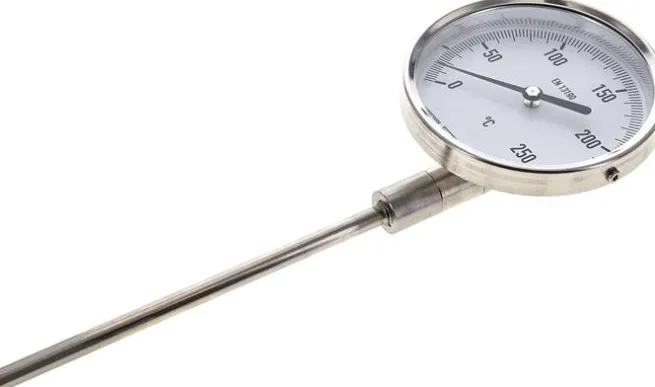 Bimetallthermometer, senkrecht D100/0 bis +250°C/160mm, Edelstahl