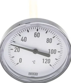 Bimetallthermometer, waagerecht D80/0 bis +120°C/100mm, Kunststoffgehäuse