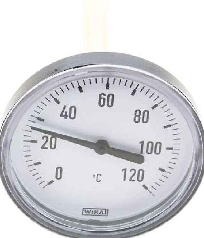 Bimetallthermometer, waagerecht D80/0 bis +120°C/100mm, Kunststoffgehäuse