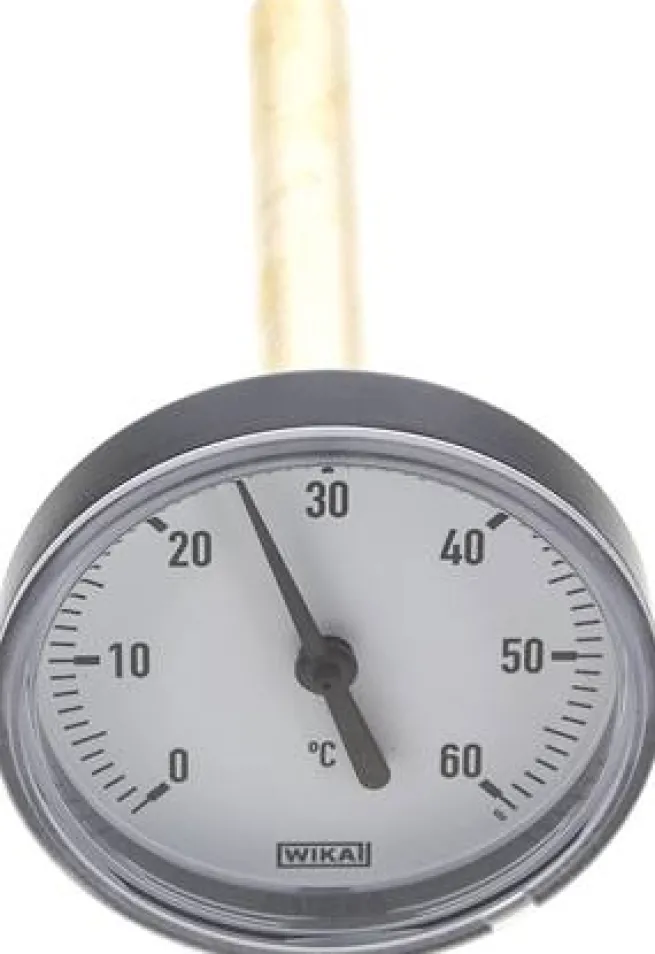 Bimetallthermometer, waagerecht D63/0 bis +60°C/100mm, Kunststoffgehäuse