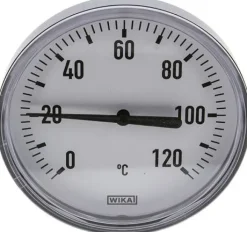 Bimetallthermometer, waagerecht D100/0 bis +120°C/100mm, Kunststoffgehäuse