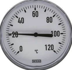 Bimetallthermometer, waagerecht D100/0 bis +120°C/60mm, Kunststoffgehäuse