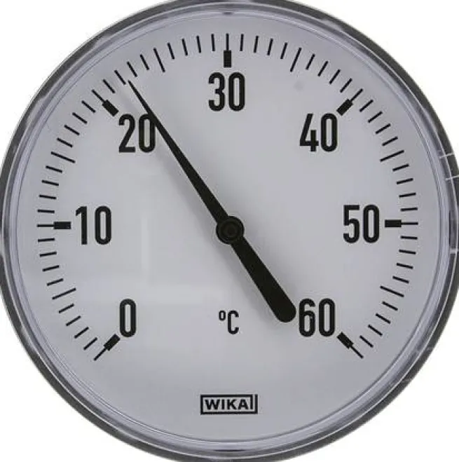 Bimetallthermometer, waagerecht D100/0 bis +60°C/40mm, Kunststoffgehäuse