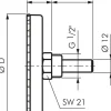 Bimetallthermometer, waagerecht D63/0 bis +120°C/100mm, Kunststoffgehäuse
