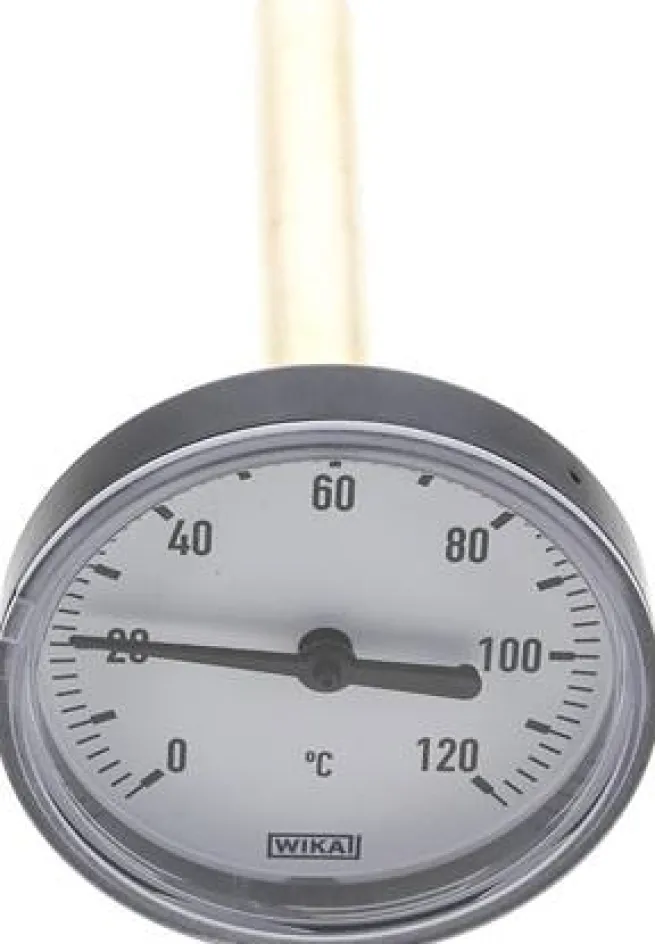 Bimetallthermometer, waagerecht D63/0 bis +120°C/100mm, Kunststoffgehäuse