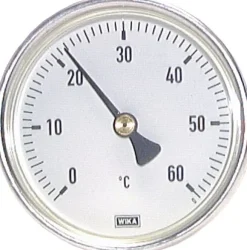 Bimetallthermometer, waagerecht D63/0 bis +120°C/60mm, Aluminium