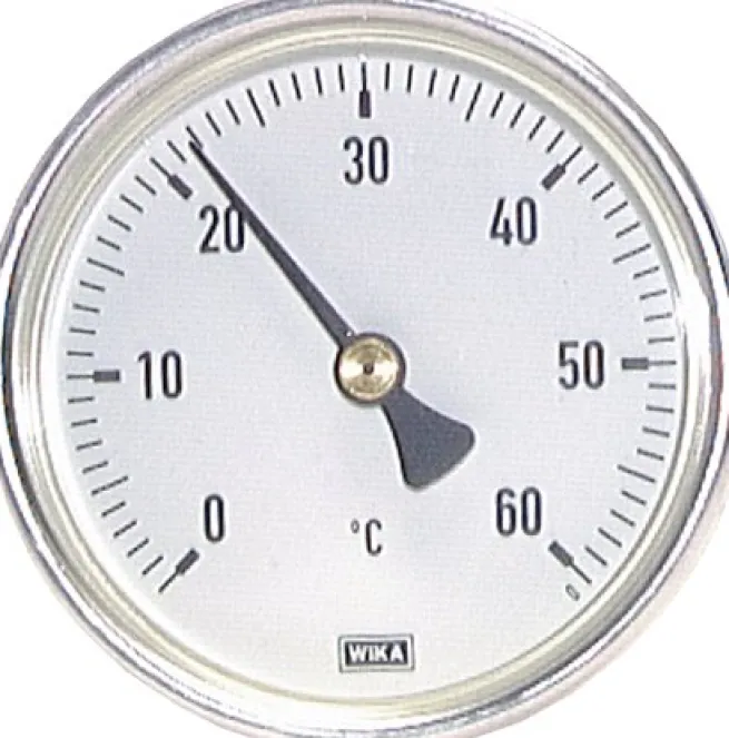 Bimetallthermometer, waagerecht D63/0 bis +120°C/60mm, Aluminium