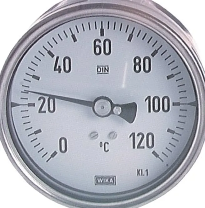 Bimetallthermometer, waagerecht D63/0 bis +300°C/200mm, Edelstahl für aggressive Medien