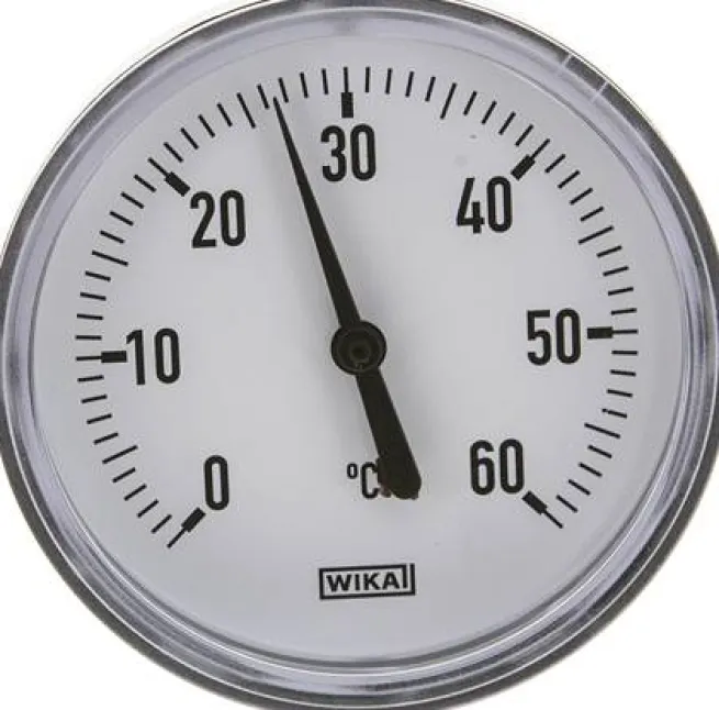 Bimetallthermometer, waagerecht D80/0 bis +60°C/40mm, Kunststoffgehäuse