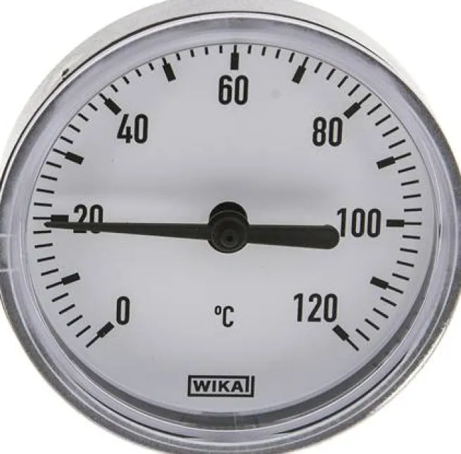Bimetallthermometer, waagerecht D63/0 bis +120°C/40mm, Kunststoffgehäuse