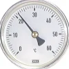 Bimetallthermometer, waagerecht D63/0 bis +120°C/40mm, Aluminium