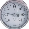Bimetallthermometer, waagerecht D63/0 bis +160°C/160mm, Edelstahl für aggressive Medien