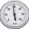 Bimetallthermometer, waagerecht D80/0 bis +60°C/60mm, Kunststoffgehäuse