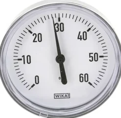 Bimetallthermometer, waagerecht D80/0 bis +60°C/60mm, Kunststoffgehäuse