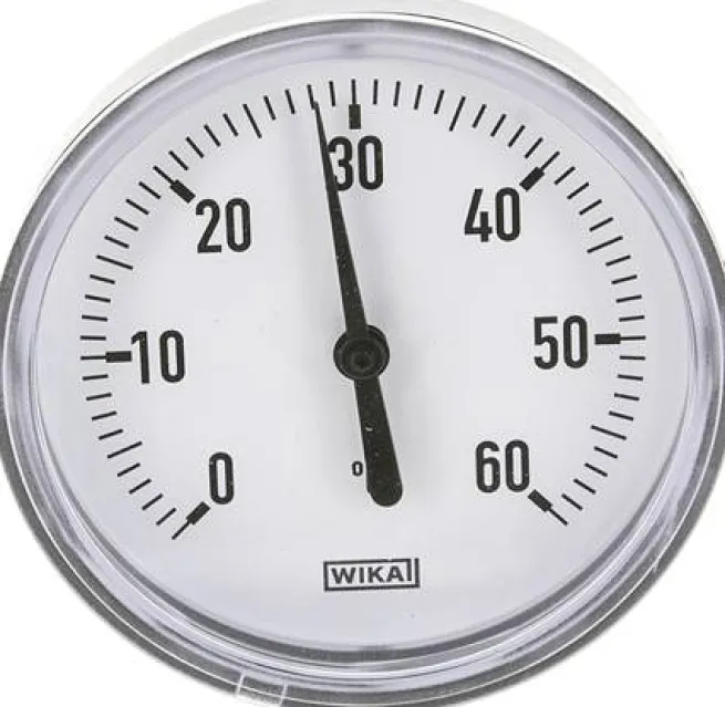 Bimetallthermometer, waagerecht D80/0 bis +60°C/60mm, Kunststoffgehäuse