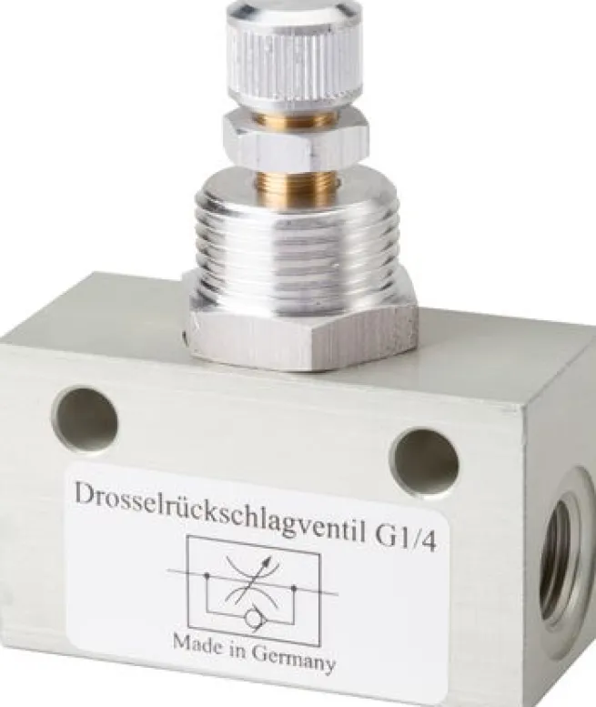 Block-Drosselrückschlagventil, G 1/8", mit Messingspindel (in aggressiven Umgebungen)