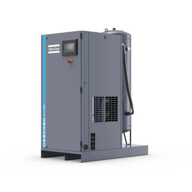 B-WARE Atlas Copco Schraubenkompressor GA 7 VSDs P MEAC, drehzahlgeregelt, Behälter 200 lt AD2000