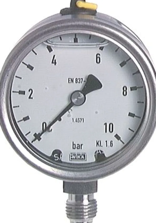 Chemie-Glycerin-Manometer senkrecht, 63mm, 0 - 1 bar