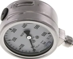 Chemie-Glycerin-Manometer senkrecht, 63mm, 0 - 250 bar