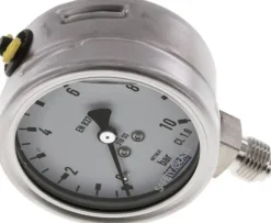 Chemie-Glycerin-Manometer senkrecht, 63mm, 0 - 10 bar