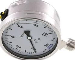 Chemie-Glycerin-Manometer senkrecht,100mm, 0 - 10 bar