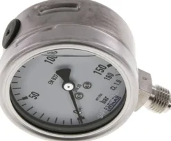 Chemie-Glycerin-Manometer senkrecht, 63mm, 0 - 160 bar