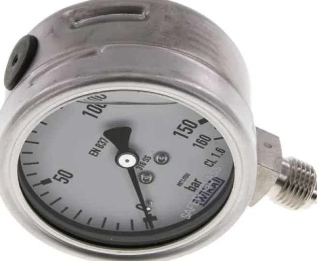 Chemie-Glycerin-Manometer senkrecht, 63mm, 0 - 160 bar