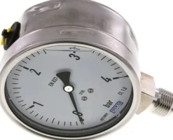 Chemie-Glycerin-Manometer senkrecht,100mm, 0 - 4 bar