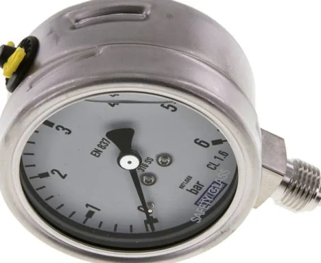 Chemie-Glycerin-Manometer senkrecht, 63mm, 0 - 6 bar