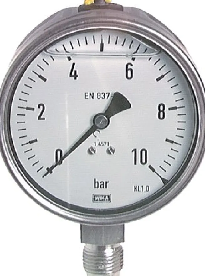 Chemie-Glycerin-Manometer senkrecht,100mm, -1 bis 3 bar