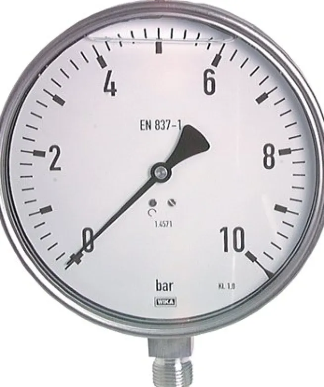 Chemie-Glycerin-Manometer senkrecht,160mm, -1 bis 15 bar